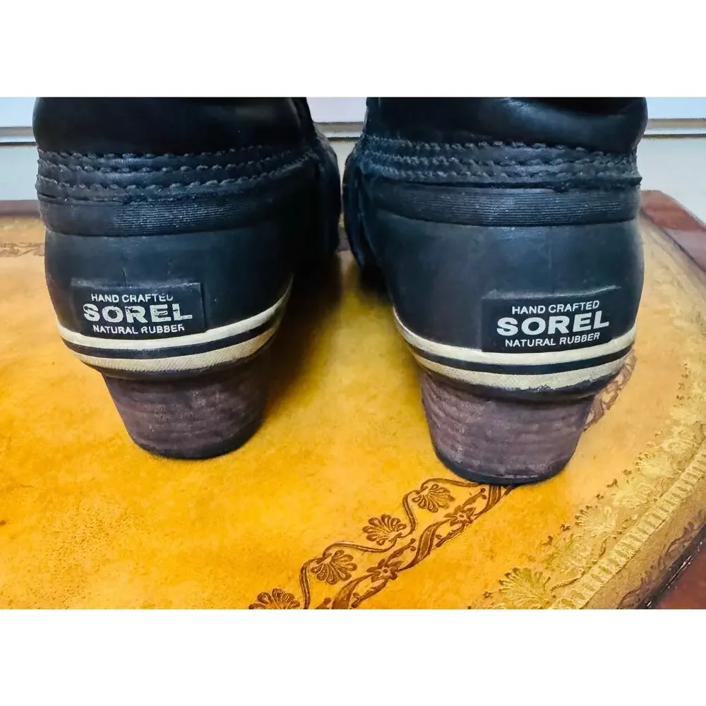 Sorel Womens Conquest Carly Tall Waterproof Black Duck  Boots Size 7.5